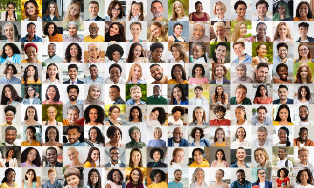 Diverse Facial Portraits Assembly of Men and Women diverse group of men and women.